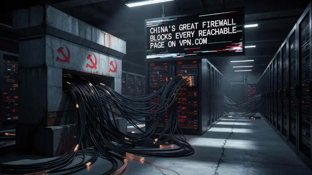 China's Great Firewall Blocks Every Reachable Page on VPN.com